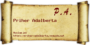 Priher Adalberta névjegykártya